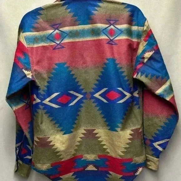 Woolrich Vintage Women’s Aztec Southwestern Flannel Long Sleeve Shirt Size Small - Picture 3 of 5